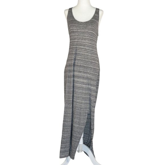 Lof Size Small Womens Striped Gray Maxi Dress With Crisscross Back 100% Cotton - Picture 1 of 5